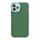 For iPhone 11 Pro Color Contrast Lens Frame Transparent TPU Phone Case(Green + Sky Blue) - 1