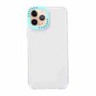 For iPhone 11 Pro Color Contrast Lens Frame Transparent TPU Phone Case(Transparent + Sky Blue) - 1