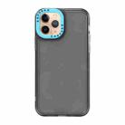 For iPhone 11 Pro Max Color Contrast Lens Frame Transparent TPU Phone Case(Black + Sky Blue) - 1