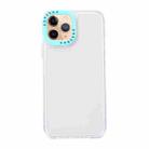 For iPhone 11 Pro Max Color Contrast Lens Frame Transparent TPU Phone Case(Transparent + Sky Blue) - 1