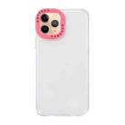 For iPhone 11 Pro Max Color Contrast Lens Frame Transparent TPU Phone Case(Transparent + Rose Red) - 1
