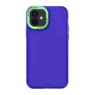 For iPhone 12 Color Contrast Lens Frame Transparent TPU Phone Case(Purple + Green) - 1