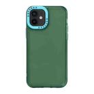 For iPhone 12 Color Contrast Lens Frame Transparent TPU Phone Case(Green + Sky Blue) - 1