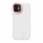 For iPhone 12 Color Contrast Lens Frame Transparent TPU Phone Case(Transparent + Light Pink) - 1