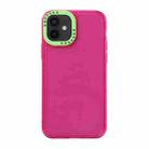 For iPhone 12 Color Contrast Lens Frame Transparent TPU Phone Case(Rose Red + Green) - 1