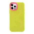 For iPhone 12 Pro Color Contrast Lens Frame Transparent TPU Phone Case(Yellow + Rose Red) - 1
