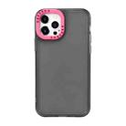 For iPhone 12 Pro Max Color Contrast Lens Frame Transparent TPU Phone Case(Black + Rose Red) - 1