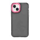 For iPhone 14 Color Contrast Lens Frame Transparent TPU Phone Case(Black + Rose Red) - 1