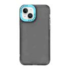 For iPhone 14 Color Contrast Lens Frame Transparent TPU Phone Case(Black + Sky Blue) - 1