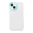 For iPhone 14 Color Contrast Lens Frame Transparent TPU Phone Case(Transparent + Sky Blue) - 1