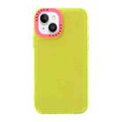 For iPhone 14 Plus Color Contrast Lens Frame Transparent TPU Phone Case(Yellow + Rose Red) - 1