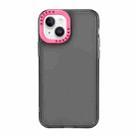 For iPhone 14 Plus Color Contrast Lens Frame Transparent TPU Phone Case(Black + Rose Red) - 1