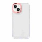 For iPhone 14 Plus Color Contrast Lens Frame Transparent TPU Phone Case(Transparent + Light Pink) - 1