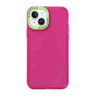 For iPhone 14 Plus Color Contrast Lens Frame Transparent TPU Phone Case(Rose Red + Green) - 1