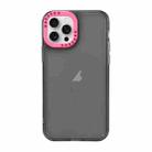 For iPhone 15 Pro Max Color Contrast Lens Frame Transparent TPU Phone Case(Black + Rose Red) - 1