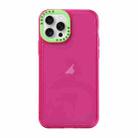 For iPhone 15 Pro Max Color Contrast Lens Frame Transparent TPU Phone Case(Rose Red + Green) - 1