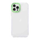 For iPhone 15 Pro Max Color Contrast Lens Frame Transparent TPU Phone Case(Transparent + Green) - 1