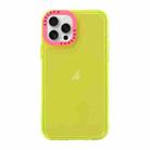 For iPhone 15 Pro Color Contrast Lens Frame Transparent TPU Phone Case(Yellow + Rose Red) - 1