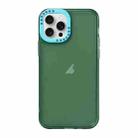 For iPhone 15 Pro Color Contrast Lens Frame Transparent TPU Phone Case(Green + Sky Blue) - 1