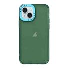For iPhone 15 Plus Color Contrast Lens Frame Transparent TPU Phone Case(Green + Sky Blue) - 1