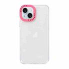 For iPhone 15 Plus Color Contrast Lens Frame Transparent TPU Phone Case(Transparent + Rose Red) - 1