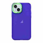 For iPhone 15 Color Contrast Lens Frame Transparent TPU Phone Case(Purple + Green) - 1