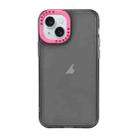 For iPhone 15 Color Contrast Lens Frame Transparent TPU Phone Case(Black + Rose Red) - 1