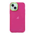 For iPhone 15 Color Contrast Lens Frame Transparent TPU Phone Case(Rose Red + Green) - 1