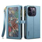 For iPhone 15 Pro ESEBLE Star Series Lanyard Zipper Wallet RFID Leather Case(Blue) - 1
