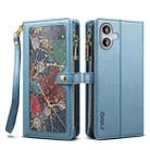 For iPhone 16 Plus ESEBLE Star Series Lanyard Zipper Wallet RFID Leather Case(Blue) - 1