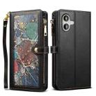 For iPhone 16 ESEBLE Star Series Lanyard Zipper Wallet RFID Leather Case(Black) - 1