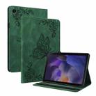 For Samsung Galaxy Tab А9+ Butterfly Flower Embossed Leather Tablet Case(Green) - 1