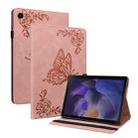 For Samsung Galaxy Tab А9+ Butterfly Flower Embossed Leather Tablet Case(Rose Gold) - 1