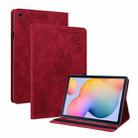 For Samsung Galaxy Tab S5e/T720/T725 Butterfly Flower Embossed Leather Tablet Case(Red) - 1
