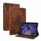 For Samsung Galaxy Tab А9 Butterfly Flower Embossed Leather Tablet Case(Brown) - 1