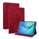 For Samsung Galaxy Tab A 9.7 T550 T555 Butterfly Flower Embossed Leather Tablet Case(Red) - 1