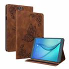 For Samsung Galaxy Tab A 9.7 T550 T555 Butterfly Flower Embossed Leather Tablet Case(Brown) - 1