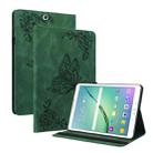 For Samsung Galaxy Tab S2 9.7 T810 T815 Butterfly Flower Embossed Leather Tablet Case(Green) - 1