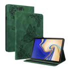 For Samsung Galaxy Tab S4 10.5 SM-T830 Butterfly Flower Embossed Leather Tablet Case(Green) - 1