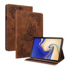 For Samsung Galaxy Tab S4 10.5 SM-T830 Butterfly Flower Embossed Leather Tablet Case(Brown) - 1