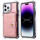 For iPhone 14 Pro Max Wallet Card Bag PU Back Cover Phone Case(Rose Gold) - 1