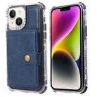 For iPhone 14 Plus Wallet Card Bag PU Back Cover Phone Case(Blue) - 1