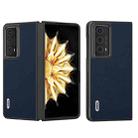 For Honor Magic V2 ABEEL Genuine Leather Luolai Series Phone Case(Dark Blue) - 1