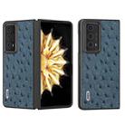 For Honor Magic V2 ABEEL Genuine Leather Ostrich Texture Phone Case(Blue) - 1