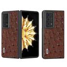 For Honor Magic V2 ABEEL Genuine Leather Ostrich Texture Phone Case(Coffee) - 1
