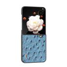 For Honor Magic V Flip ABEEL Genuine Leather Ostrich Texture Phone Case(Blue) - 2