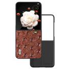 For Honor Magic V Flip ABEEL Genuine Leather Ostrich Texture Phone Case(Coffee) - 1