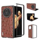 For Honor Magic V3 ABEEL Genuine Leather Ostrich Texture Phone Case(Coffee) - 1