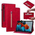 For Samsung Galaxy Tab S9+ Skin Feel Solid Color Zipper Leather Tablet Case(Red) - 1