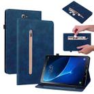 For Samsung Galaxy Tab A 10.1 2016/T580/T585 Skin Feel Solid Color Zipper Leather Tablet Case(Blue) - 1